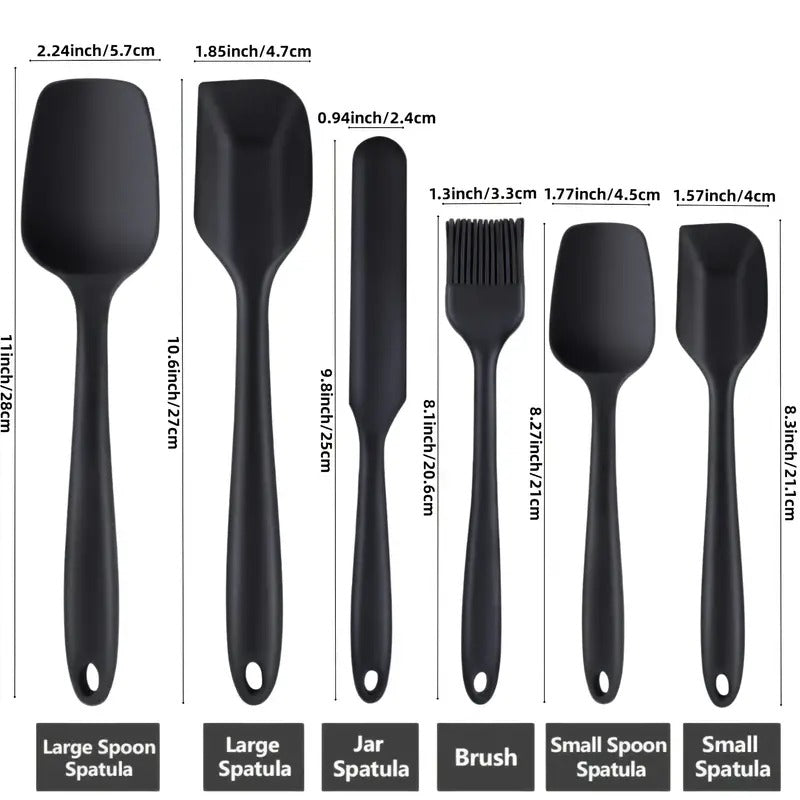 6 PIS Silicone Kitchen Spatula (Black)