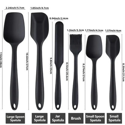 6 PIS Silicone Kitchen Spatula (Black)